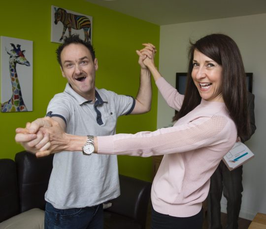 Image 1 Leicester MP Liz Kendall pictured dancing with person supported, Martin Smith